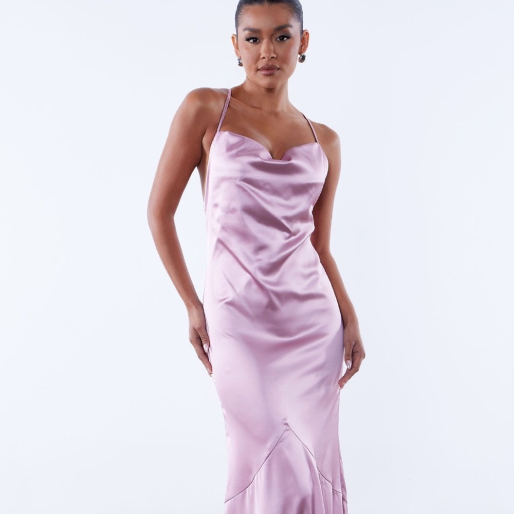 Satin Maxi Dress in Mauve Sz XS